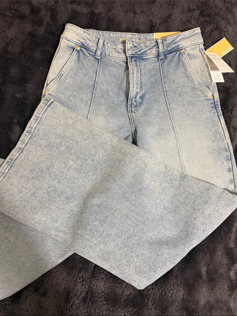 Michael Kors Light Blue Wide-Leg Jeans with Front Seam